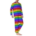 thumbnail image 2 of Salouo Colorful Glitter Rainbow Print Button-Front Long Sleeve Pajama Set for Men, Soft 2Pjs Men's Long Sleeve Sleepwear-Large, 2 of 7