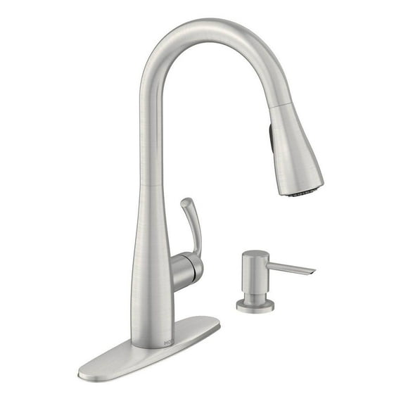 Moen Essie Single Handle Pull Down Sprayer Kitchen Faucet With Reflex And Power Clean Spot Resistant Stainless New Open Box