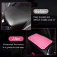 thumbnail image 4 of LAICAIW Four Seasons Universal Armrest Box Mat, Carbon Fiber Leather Embossing, Waterproof Armrest Cover Center Console Mat, Car Armrest Seat Cover (Pink), 4 of 6