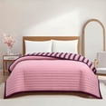 thumbnail image 2 of Mainstays Pink Striped Reversible Quilt, Full/Queen, 86" x 90", 2 of 12