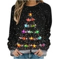 thumbnail image 2 of Craaazy Christmas Dresses For Women Long Sleeve Tops Christmas Tree Printed Christmas Trees With Lights Printed Christmas Gifts Crewneck Blouse Gifts, 2 of 6