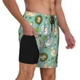 thumbnail image 2 of Kdxio Chicken Laying Eggs Print Men's Swim Trunks with Compression Liner 7 Inch Inseam Quick Dry Swim Shorts, 2 of 7