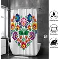 thumbnail image 4 of Coolnut Bath Shower Curtain Liners Folk Art Heart Flowers 60x72in Polyester Waterproof with 12 Curtain Hooks Bathroom Accessories Decoration, 4 of 6