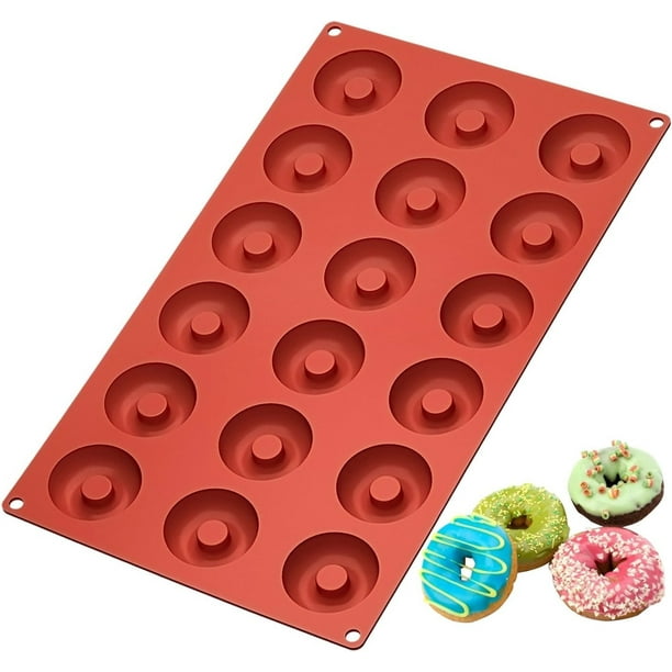 Mini molde para donuts de silicona, bandeja para hornear donuts de 18 cavidades, moldes para muffins, molde para pasteles, molde para galletas