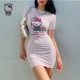 thumbnail image 2 of Vestidos elegantes con estampado de Hello Kitty para mujer, vestidos ajustados de oficina para mujer, cuello redondo, vestidos casuales de verano con estampado de dibujos animados en 3D, 2 of 2