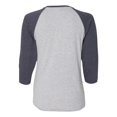 thumbnail image 4 of Fine Jersey Baseball Tshirt for Womens 3/4 Length Sleeve Tee Tops, Vintage Heather/Vintage Navy, M, 4 of 8