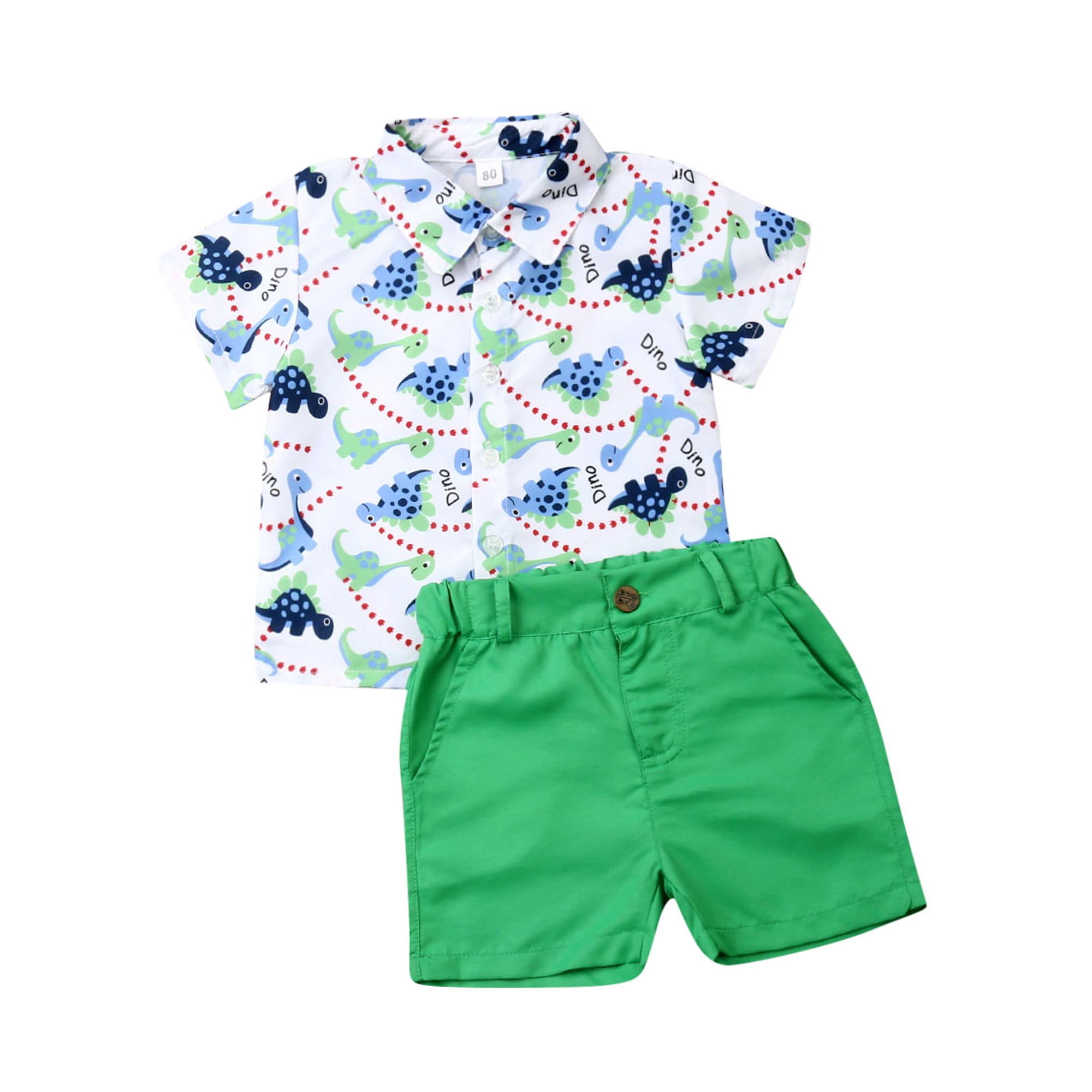 TheFound Toddler Baby Boy Short Sleeve Button Down Shirt Shorts Set 2T ...