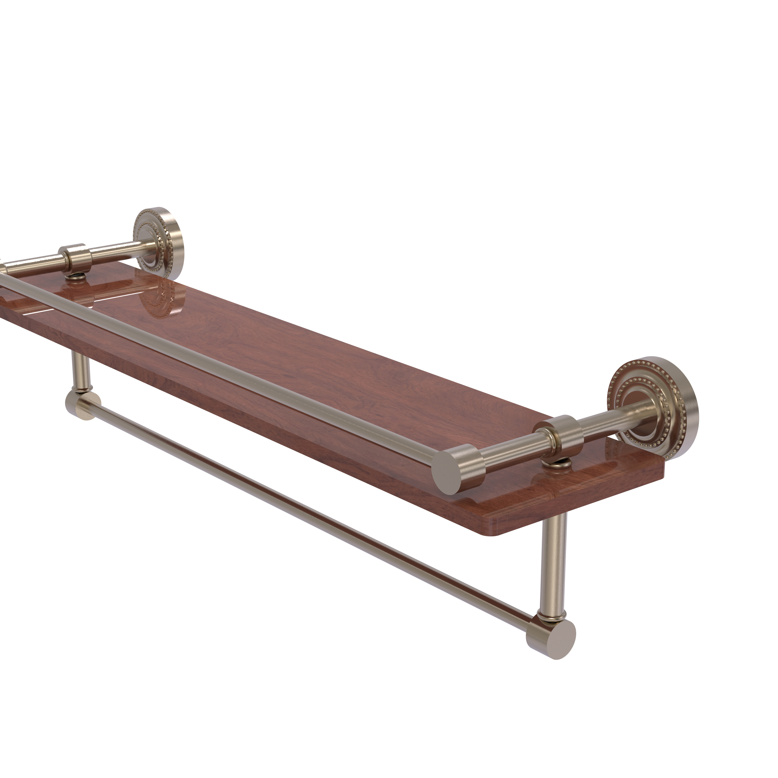 Dottingham Collection IPE Ironwood Shelf with Gallery Rail and Towel