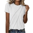 thumbnail image 7 of ClodeEU Women's Crew Neck Short Sleeve Ruched T-Shirt,Casual Fitted Solid Basic Top White,Women's Plus XXL, 7 of 7
