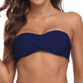 thumbnail image 2 of Firpearl Women Strapless Bikini Tops Retro Twist Front Bathing Suit Tops Push Up Bandeau Swimsuit, 2 of 7