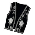 thumbnail image 4 of Chaleco corto estilo boho con bordado floral para mujer, ideal para ir de compras en vacaciones. Negro, 4 of 9