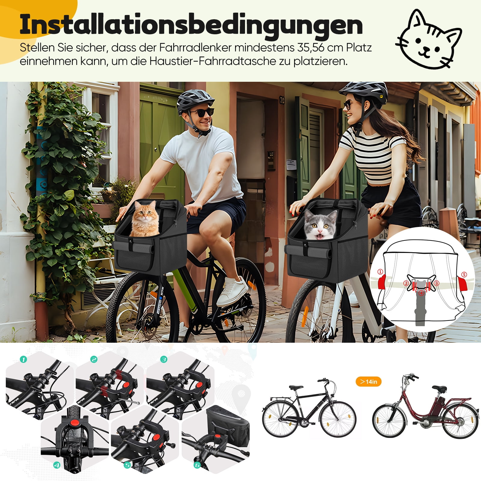 AMTPM 4-in-1 Pet Carrier, Bike Basket, Backpack, Car Seat for Small Dogs Cats, Foldable & Waterproof for Camping Hiking Outdoor Travel