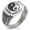 Silver, variant on Stainless Steel Peacock Feather Yin Yang CZ Ribbed Needle Stripe Pattern Biker Style Polished Ring