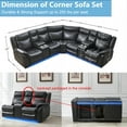 thumbnail image 3 of Comfort Stretch Manual Recliner Sofa Sets with LED Lights,Faux Leather Reclining Sectional Couch for Living Room Furniture Sets with USB Port,Storage Console Cup Holders Black, 3 of 8