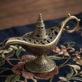 thumbnail image 5 of Vintage Incense Burner Ornament, Metal Arabian Lamp Shaped Aroma Holder with Intricate Relief Details, Decorative Fragrance Accessory for Living Room Tea Table Study and Relaxing Home Ambience, 5 of 9