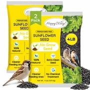 Happy Wings Sunflower Seeds 4 lb No Grow Birdseed, Wild Bird Food. Dry, New, 2 Pack