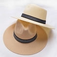 thumbnail image 3 of Meidiya Straw Men Sun Hat Wide Brim Sunscreen Washable Friendly to Skin Beach Hat Panama Hat for Summer，Women Men Cap With Black Ribbon, 3 of 4