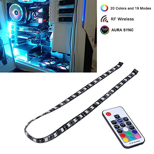 LEDdess RGB LED Light Strip with RF Wireless Remote Control Magnetic for Computer Case Mid Tower (60cm, 5050 SMD 30leds, SATA Contact, H Series)
