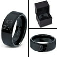 thumbnail image 4 of Tungsten Deer Staring Doe Love Engraved Band Ring 8mm Men Women Comfort Fit Black Beveled Edge Polished, 4 of 4
