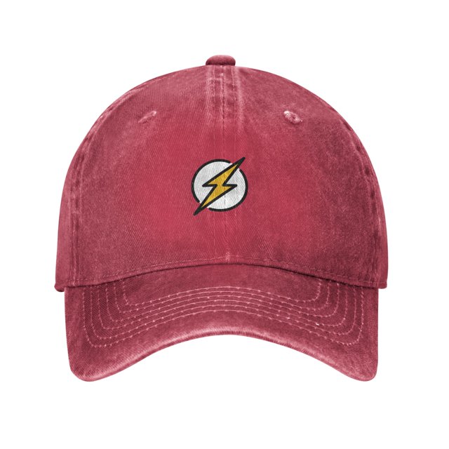 ZICANCN Adjustable Baseball Cap Women, Yellow Flash Hats for Men Adult Washed Cotton Denim Baseball Caps Fashion, Red