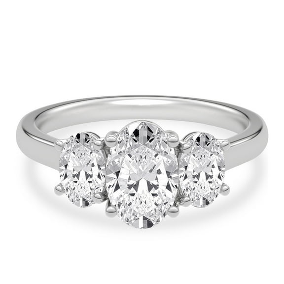 Lina Jewel 2.13 Ct Excellent Oval Cut Diamond Ring - Trilogy Engagement Ring - Lab-Created Diamond - 14K White Gold Plated - Wedding Three Stone Ring for Women - Gift for Engagement or Anniversary