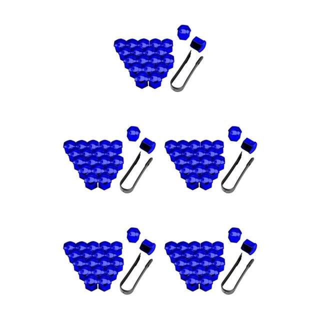 Sidaley Paquete de 20 tapas de tuercas de rueda de coche tapa de tornillo de buje 17-21mm llantas plateadas azul 17mm Type4 NO4