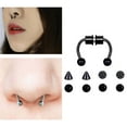 thumbnail image 4 of Septum Réutilisable Septum Nez, pour Femmes Filles Hommes, Nez Non avec Pointes de Rechange - Acrylique Noir, 4 of 7
