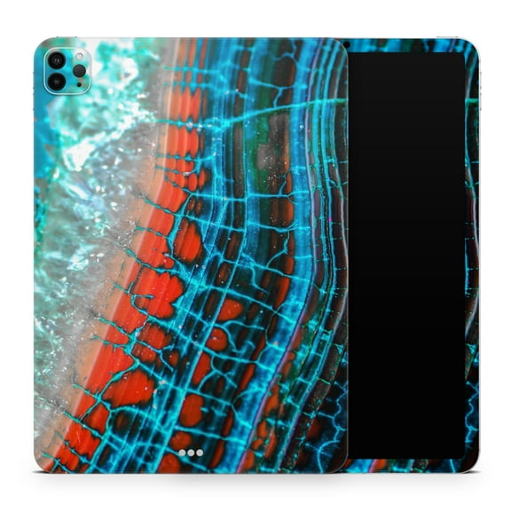 DesignSkinz Teal Blue Red Dragon Vein Agate V2 Full-Body Skin Decal Wrap Cover for iPad (A1219/A1337)