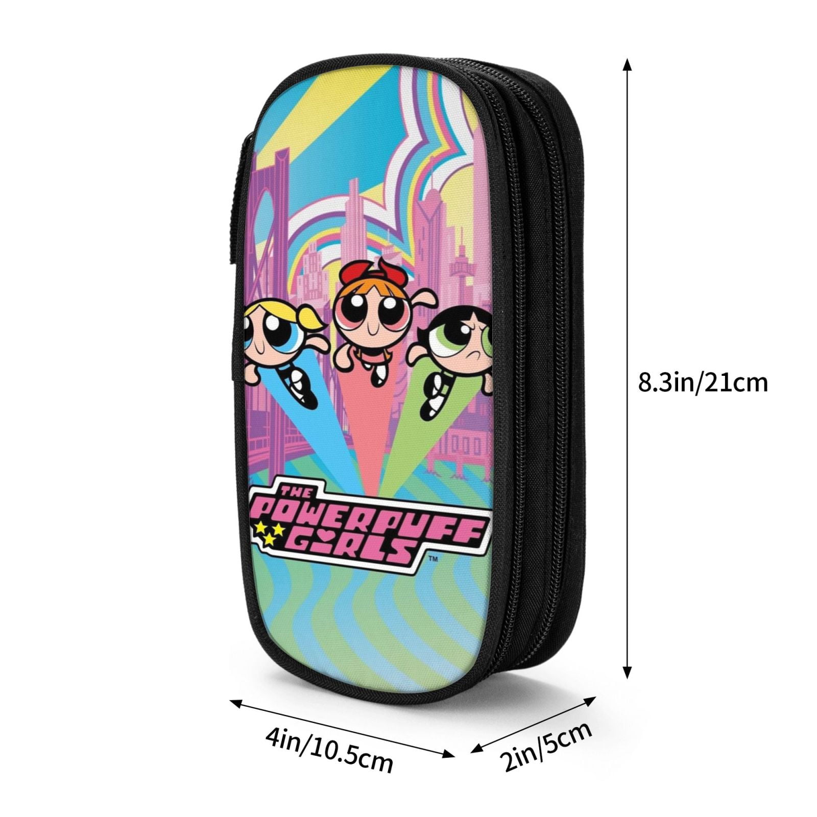 The Powerpuff Gi-rls Pencil Case Large Capacity Pencil Pouch Penbag Office Stationery Organizer Travel Makeup Bag Black