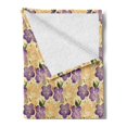 thumbnail image 2 of Floral Soft Flannel Fleece Throw Blanket, Romantic Purple Orchids with Tiny Wild Flowers Pointilistic Brush Stroked Design, Cozy Plush for Indoor and Outdoor Use, 60" x 80", Multicolor, by Ambesonne, 2 of 5