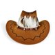 thumbnail image 2 of Sombrero de vaquero de gamuza sintética marrón con plumas y banda trenzada, 2 of 3