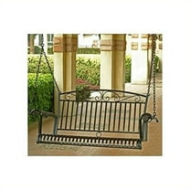 Iron Patio Swing - Outdoor Porch Swing - 55" Wide Black Finish - Durable Garden Swing for Comfort