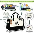 thumbnail image 3 of IEFSHINY Rose Initial Canvas Tote Bag for Women Girls Portable Makeup Bag Zipper Adjustable Strap Zipper Personalized Tote Bag for Women Girls Birthday Gifts, 3 of 7