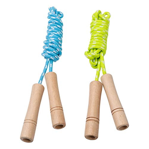 Vlish 3 Pack Fitness Jump Rope 7 Foot Wooden Handle Skipping Rope for Kids... 