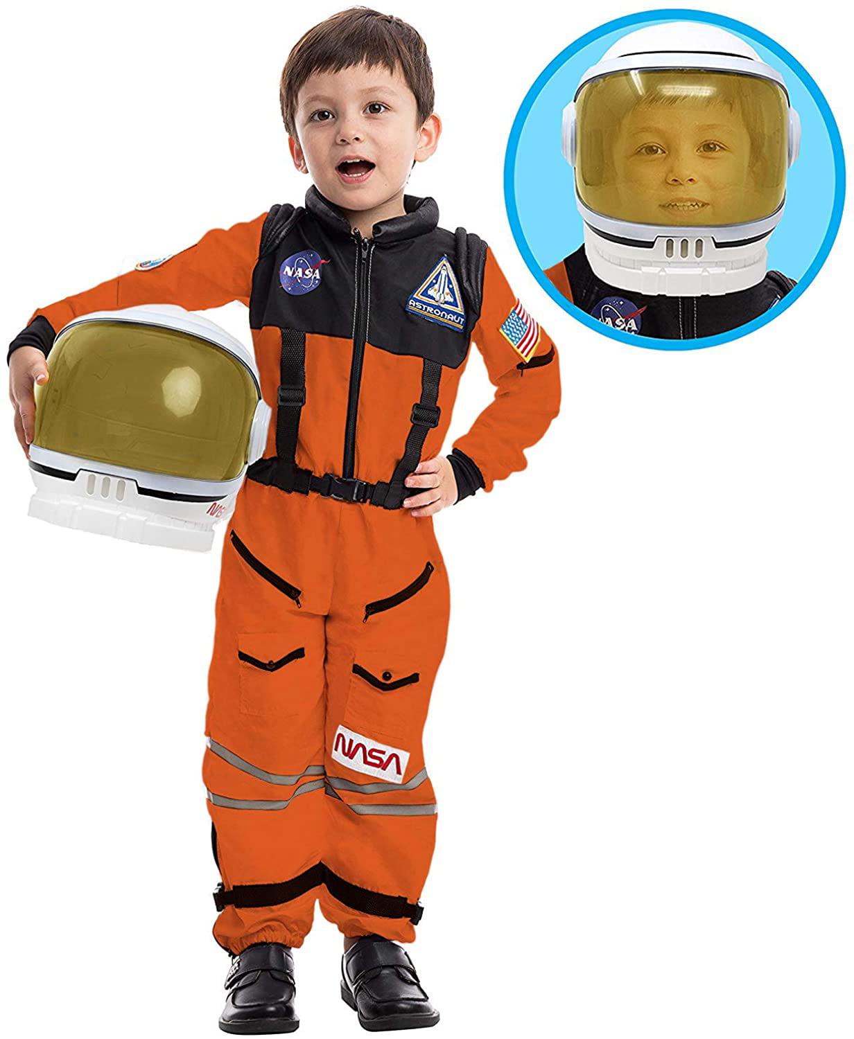 Astronaut Costume for Kids NASA Orange/White Space Suit By Dress Up America 