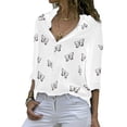 thumbnail image 2 of Babysbule Women's Summer Tops Womens Fashion Casual Long Sleeve Print Button V-Neck T-Shirts Tops Blouse, 2 of 9