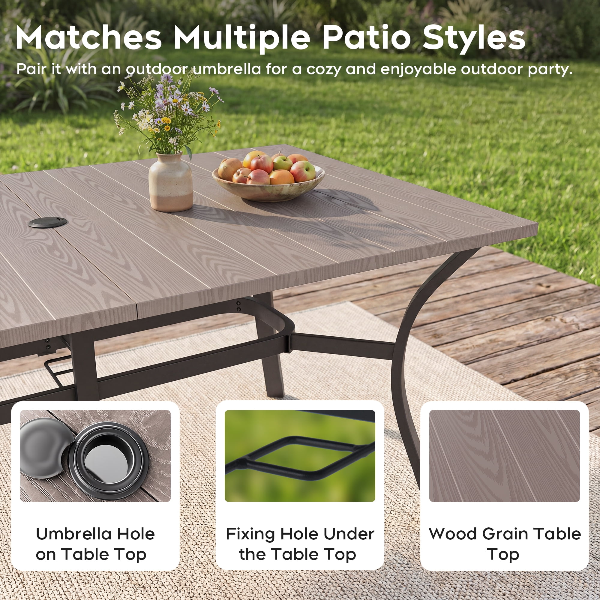 1 Pieces Oudoor Indoor Dinning Rectangular Table Natural Color