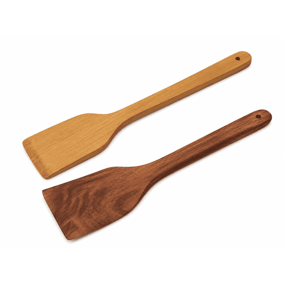 Wooden Flat Spatula Set, Pack of 2, 12.5 Inch Heat Resistant Wooden Turner for Nonstick Cookware, Wooden Kitchen Utensils for Flipping, Stirring, Cooking, Baking and Serving