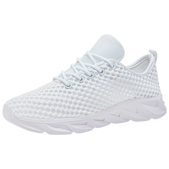 Women's Sneakers Female Sneakers Adult Womens Shoes Sneaker Guards Air 1 Women Women Sneakers New Pattern Fashion Simple Solid Mesh Breathable and Plain Zipper Shoes White 6.5