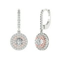 thumbnail image 2 of 2.04 Ct Round Cut Halo Drop Dangle Clear Crystal 14K White Rose Solid Gold Everyday Dainty Earrings Lever Back, 2 of 7