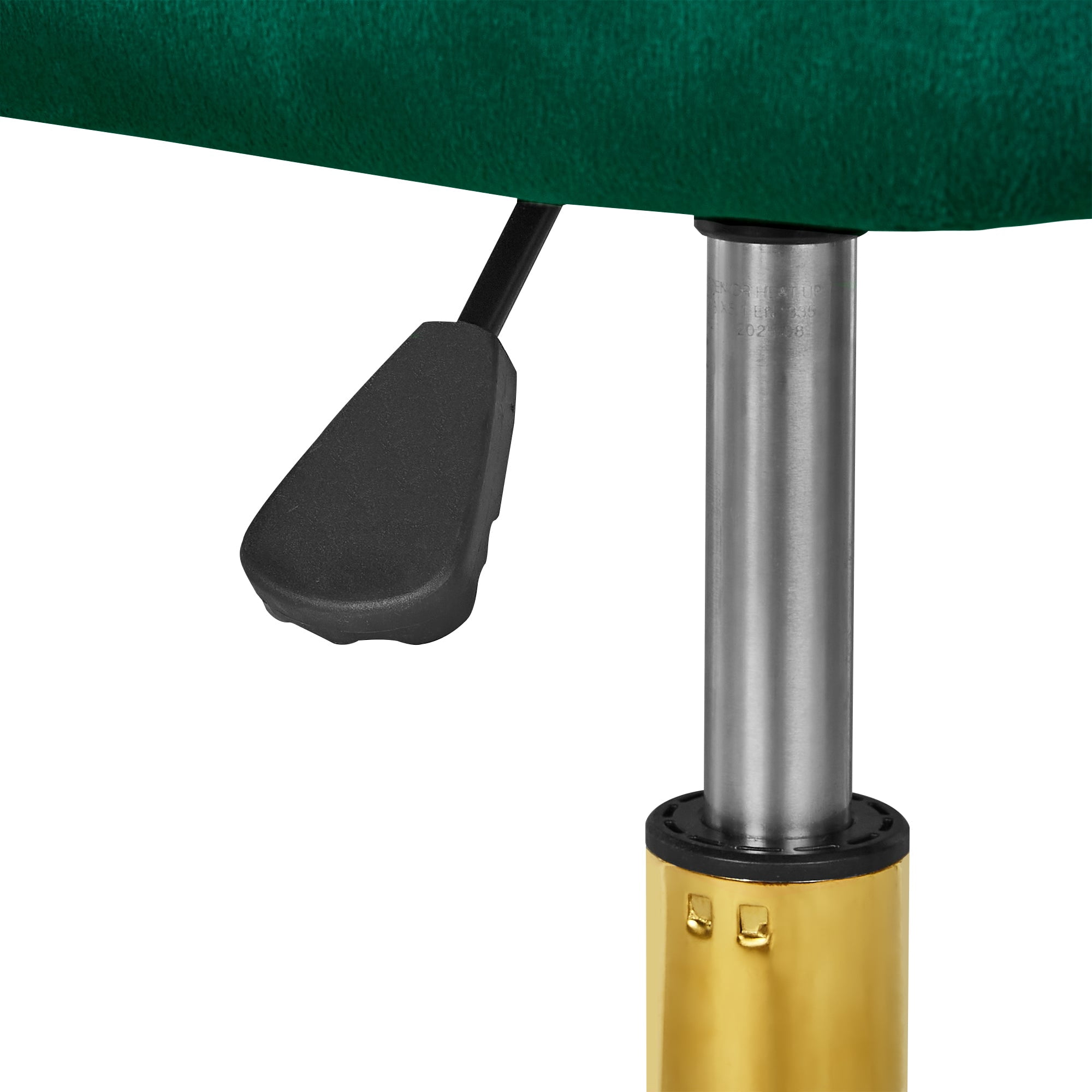 VECELO Modern Velvet Accent Chair, Upholstered Swivel Desk Chair with Gold Base, Adjustable Height Vanity Chair with Wheels for Study, Living Room, Bedroom, Green