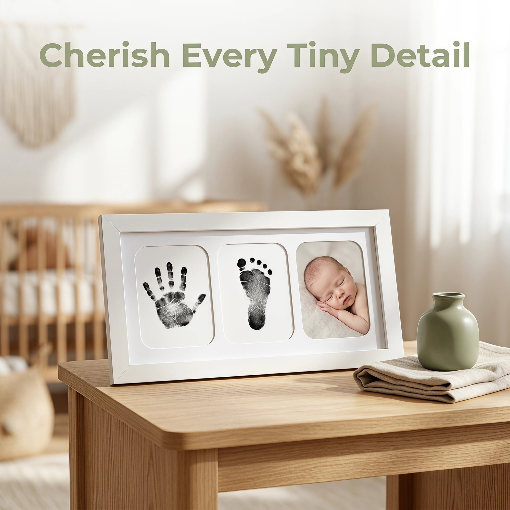 Unique Bargains Baby Handprint Clay Kit 3-Opening Keepsake Frame White 4" x 6"