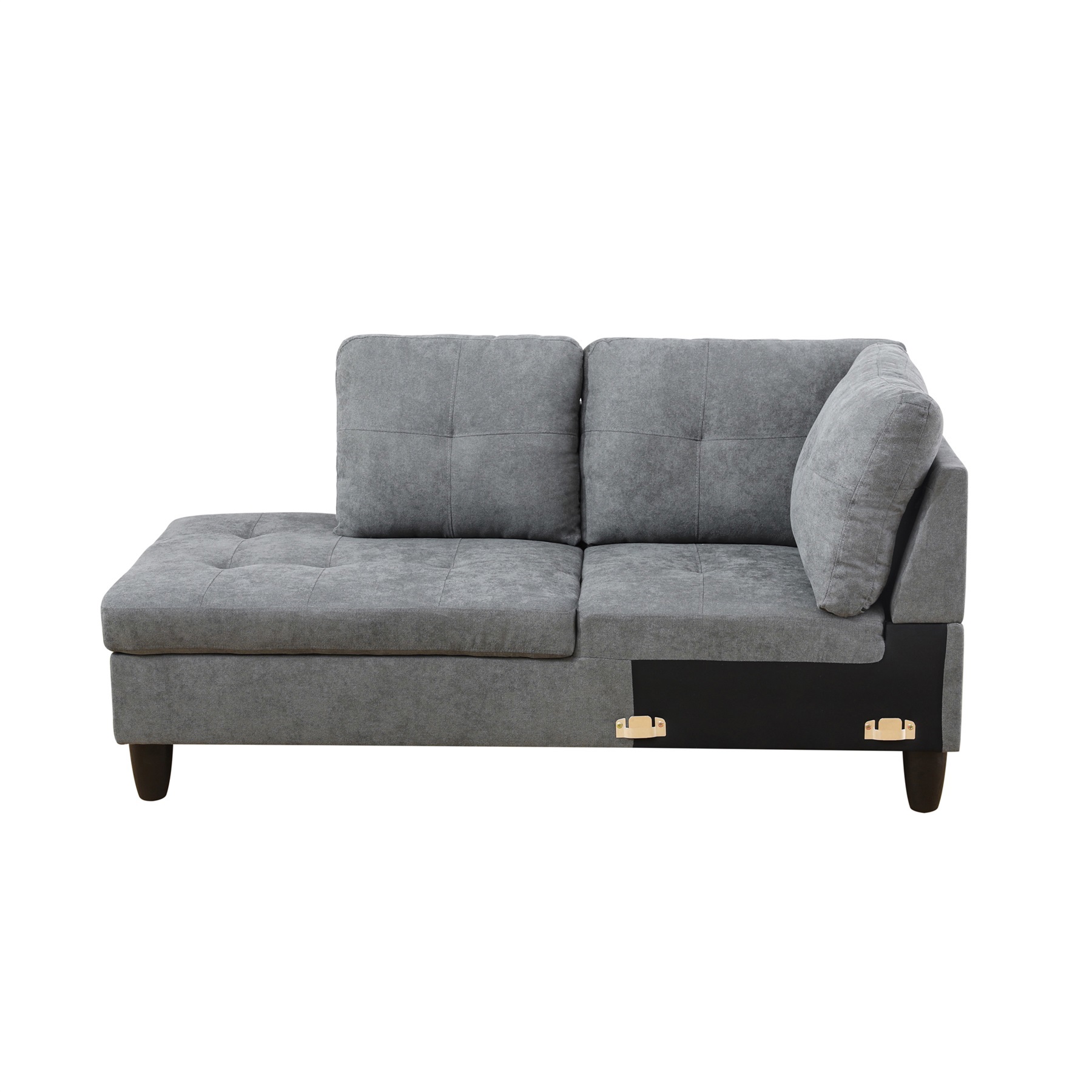 Hommoo Flannel L Shaped Sectional Couch and Sofa Set, Modern Living Room Furniture Set, Left Side, Dark Gray