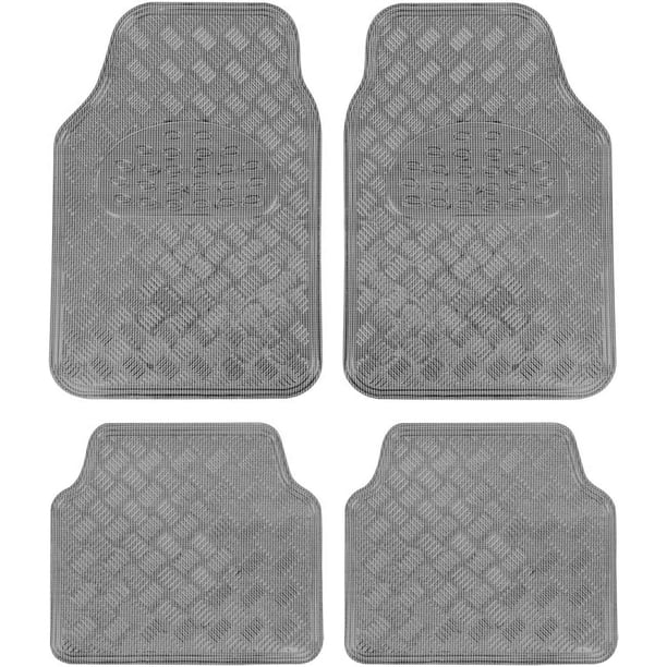 Alfombrillas universales para coche de 4 piezas (antracita) - Diseño metálico - Resistentes a cualquier clima gracias a su base de goma