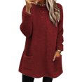 thumbnail image 1 of LUXUR Women Fuzzy Fleece T Shirt Loose Work Tops Claret L, 1 of 2