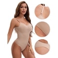 thumbnail image 3 of Unique Bargains Women's Slim Fit Spaghetti Strap Backless Tummy Control Leotard L Beige, 3 of 6