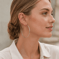 thumbnail image 2 of Silver Hoop Earrings for Women, Thin Silver Plated Hinged Hoop Earrings, Lightweight Minimalist Circle Earrings for Everyday Wear and Female Jewelry Gift,60mm, 2 of 6