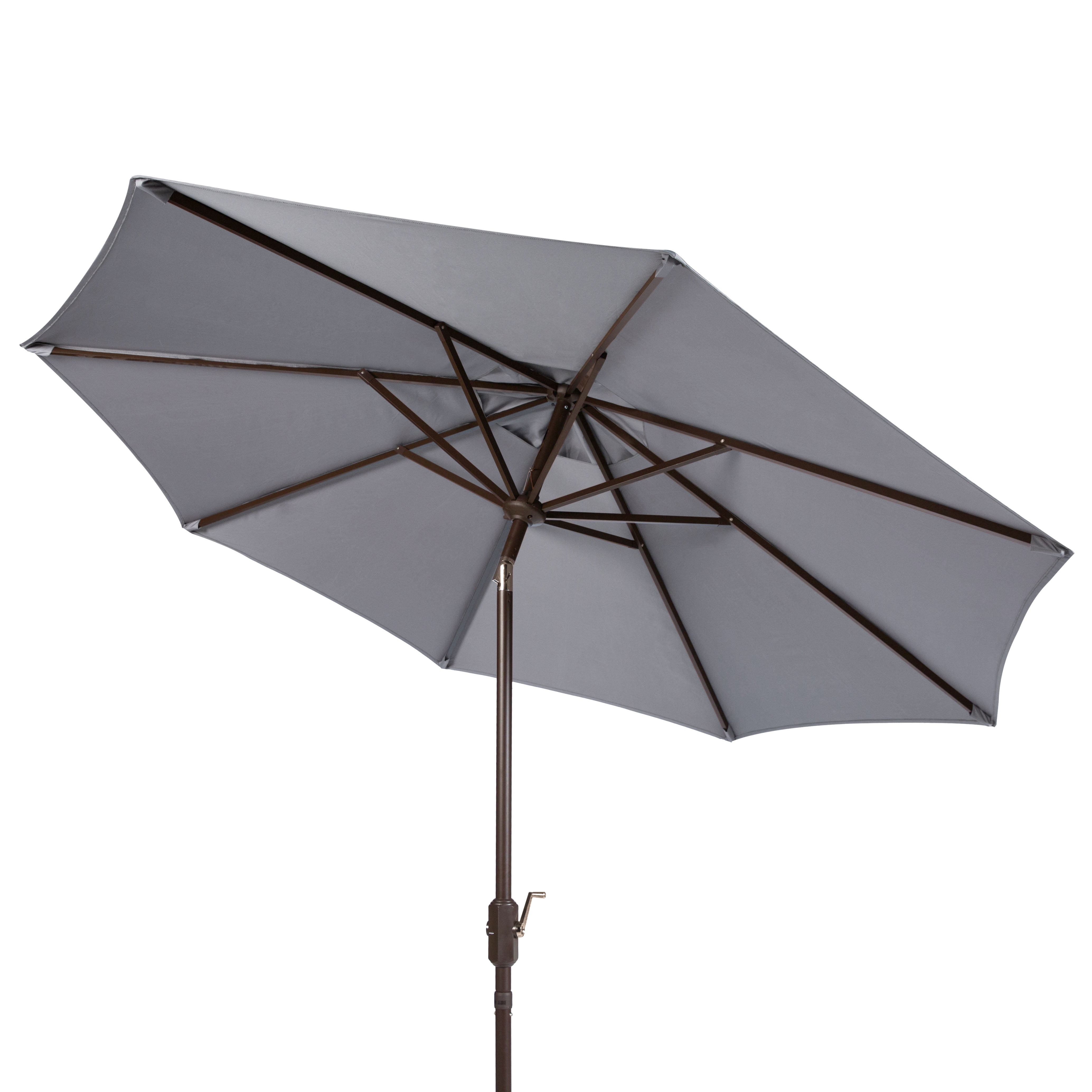 Safavieh Ortega 9' Market Crank Auto Tilt Patio Umbrella, Grey