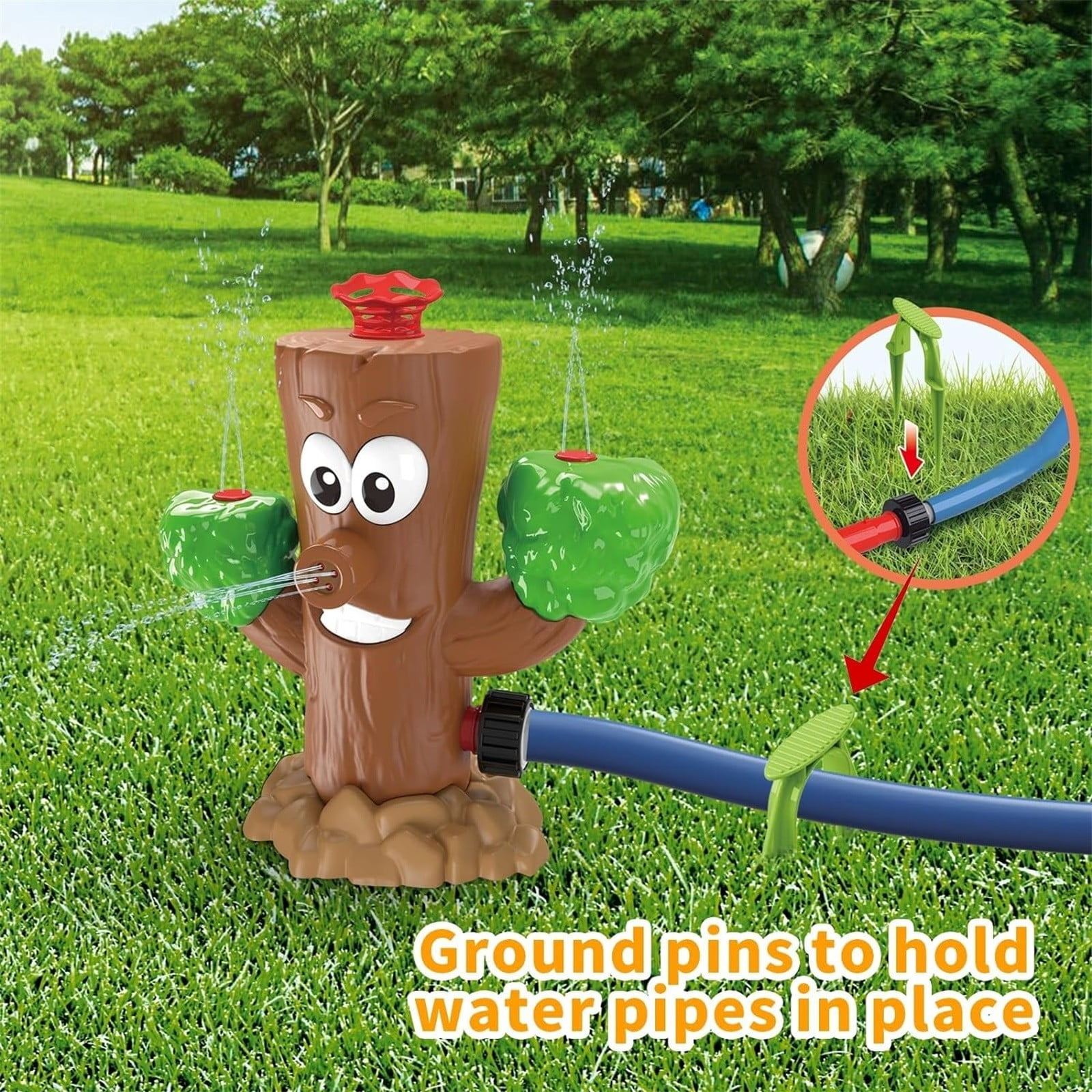2 in 1 Water Sprinkler Baseball Helicopter Toy for Kids, Outdoor Summer Water Play Game with Rotating Sprayer, Attaches to Garden Hose for Backyard Pool Lawn