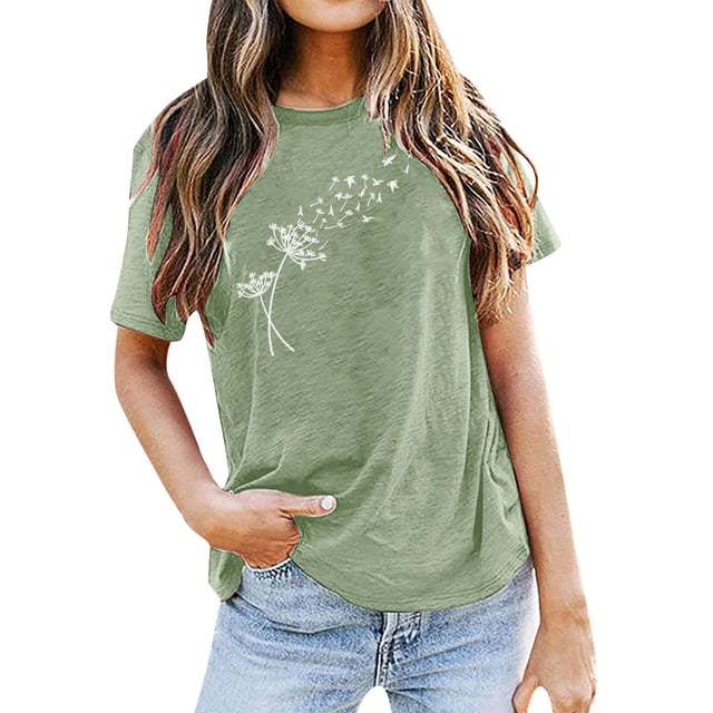 TSADFHJI Chandails en Molleton Femmes Hiver Mode Décontractée Impression Mots Col Rond Manches Courtes Tee Tops Tunique Blouse m Vert Menthe